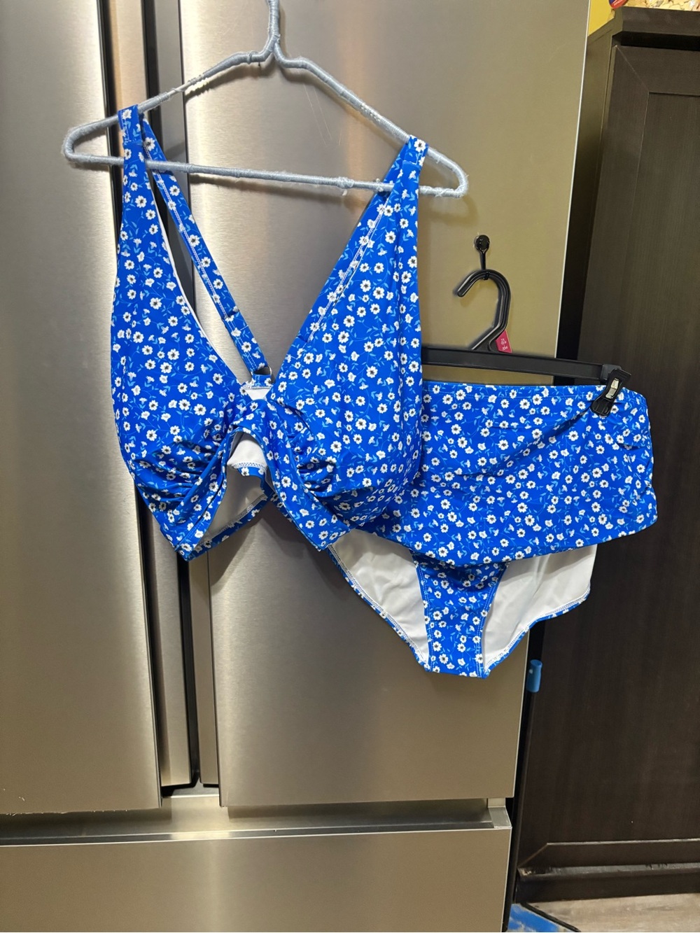 Blue Floral Kids Two-Piece Swim Set